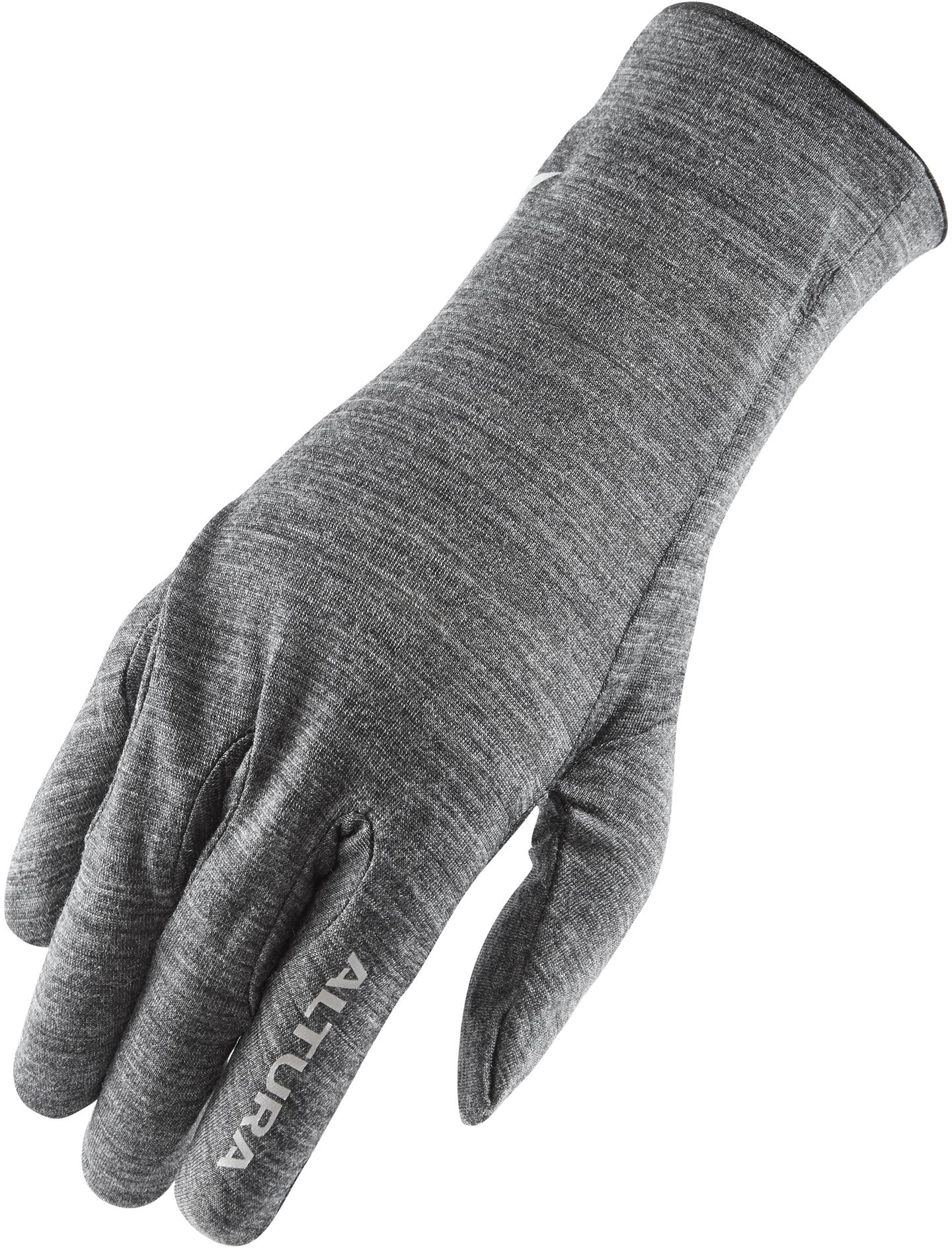 Grey Altura Merino liner gloves in size XS, featuring a snug fit and subtle logo on the wrist.