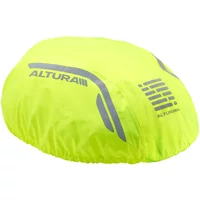 Bright yellow Altura Night Vision waterproof helmet cover with reflective stripes and logo.