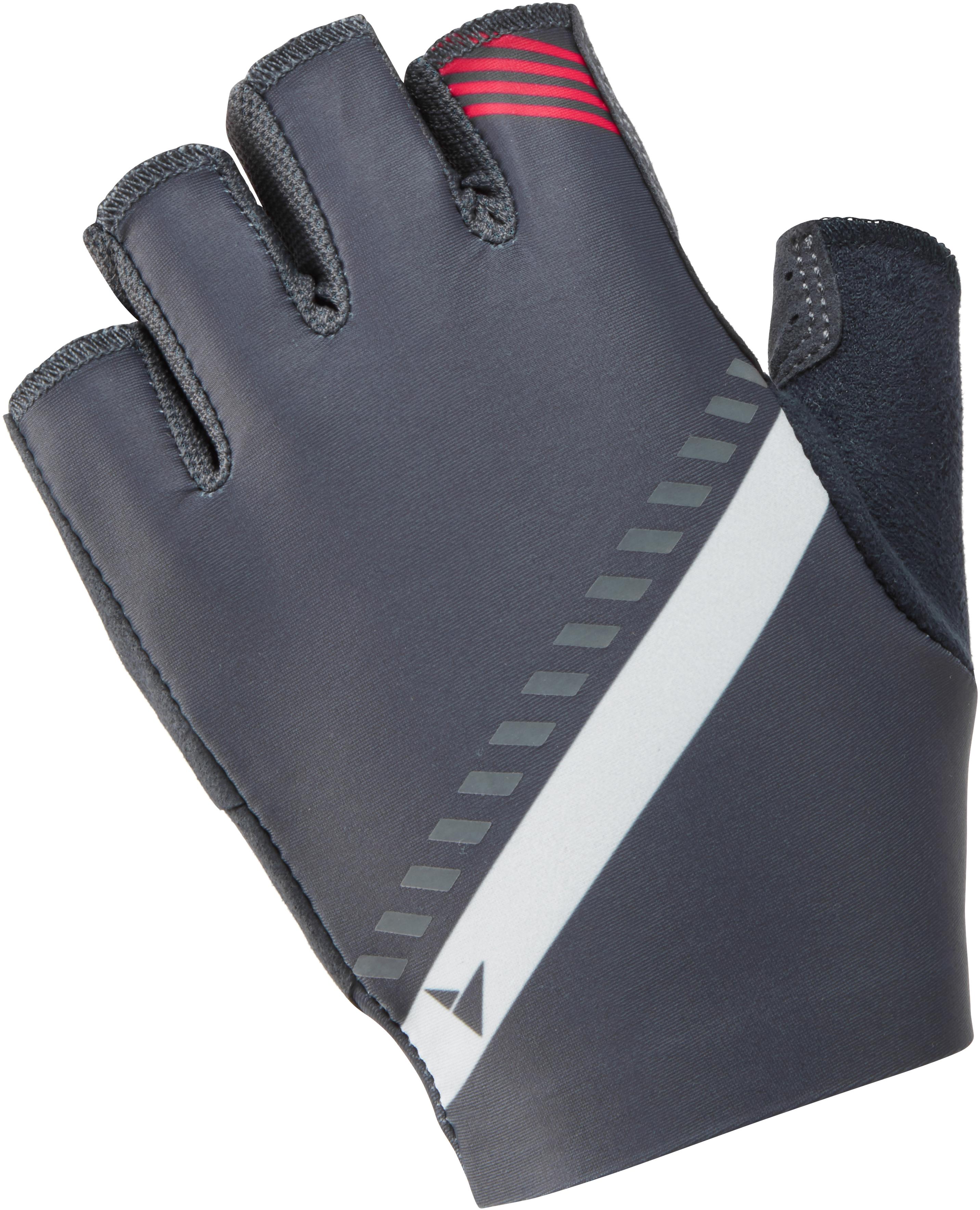 Navy and grey cycling mitt with red stripes, white diagonal accent, and padded palm by Altura.