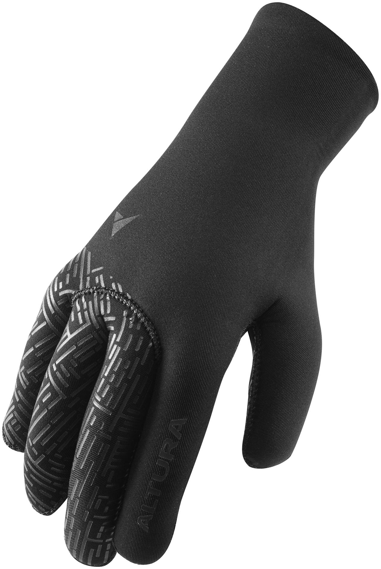 Black Altura Thermostretch windproof gloves with textured grip pattern and medium size branding on the wrist.