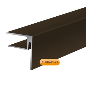 Brown 4.8m end stop bar made of durable material, featuring a sleek design with a 16mm profile and a distinct Alukap-XR branding.