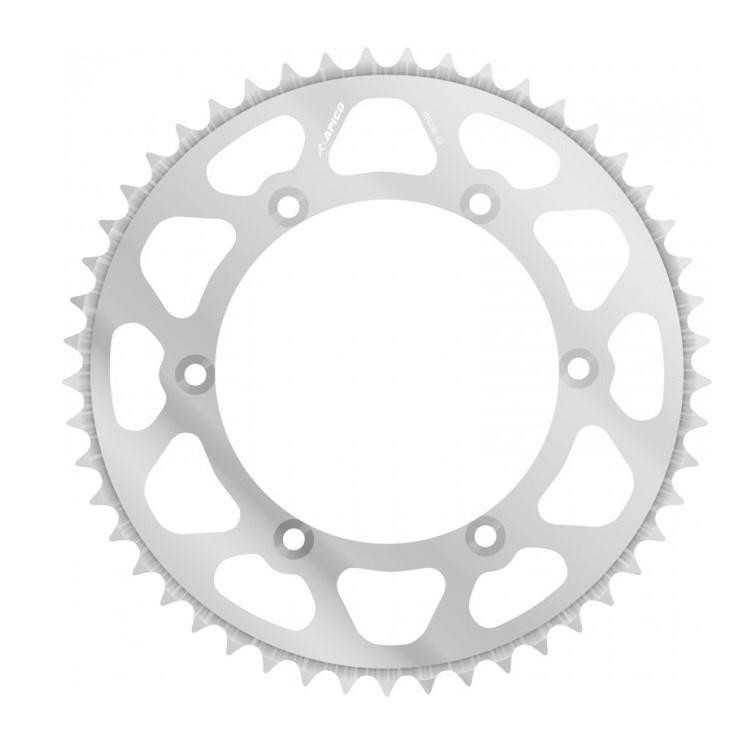Silver rear sprocket with 51 teeth, featuring a lightweight design and cut-out sections for reduced weight, compatible with Husqvarna TE/TC/FE/FC models from 2000 to 2024.
