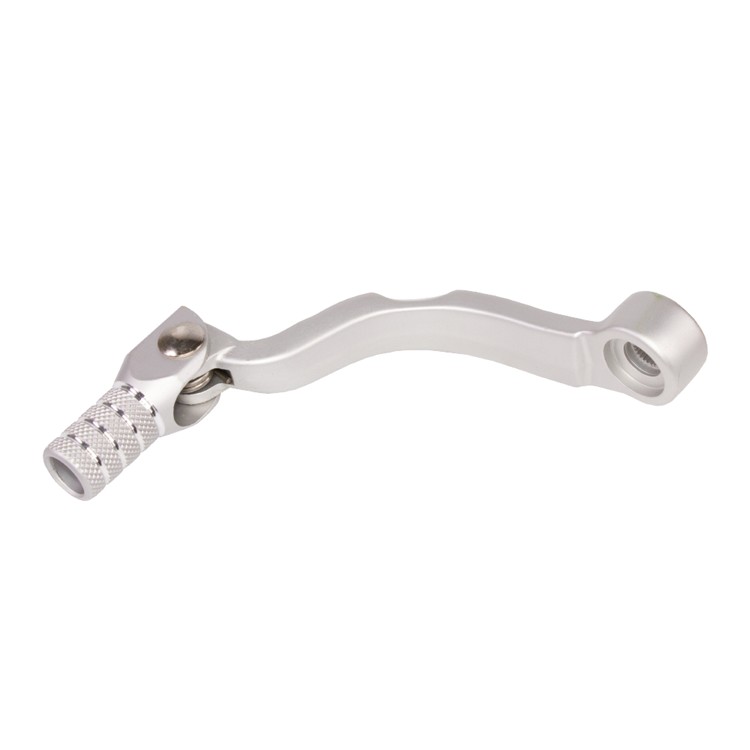 Silver forged gear pedal with a textured grip, designed for KTM SX85/TC85 2018-22 and SX/XC-W/TPI 125/150 & TC/TE/TX 125/150 2017-22 models, featuring a sleek, ergonomic shape.