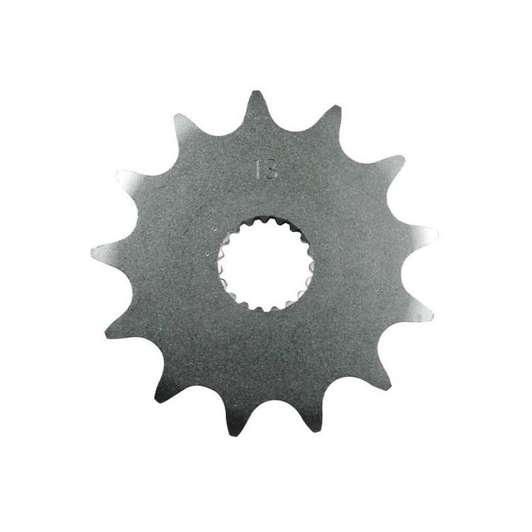 Silver metal front sprocket with 10 teeth, designed for Beta Techno/Rev/Evo 125-300 models from 1998 to 2023, featuring a central hole for mounting.