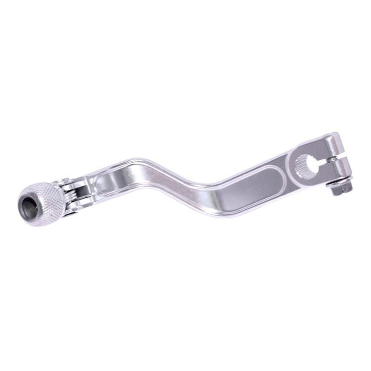 Silver Apico Gear Pedal for TRS One 125-300 (2016-21), featuring a curved design, textured grip, and a durable metal construction for enhanced performance.