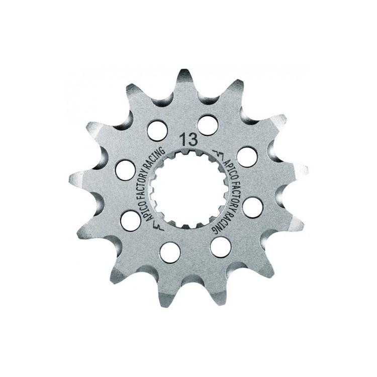 Silver metal front sprocket with 13 teeth, featuring a star-shaped design and multiple holes, compatible with Honda CR 250/500 (1988-2007) and CRF450R/RX (2002-2024).