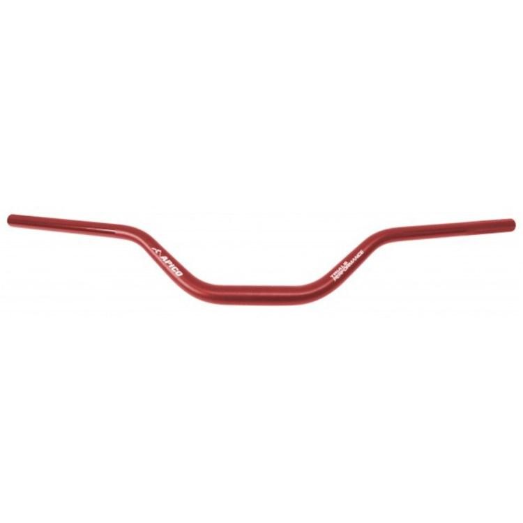 Red Apico Performance 28.6mm fat oversized trials handlebars, featuring a 6.0"/extra high design, made from durable material with a sleek, curved shape.