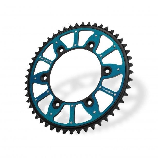 Blue alloy and steel rear sprocket with 47 teeth, featuring a unique cut-out design, compatible with Husqvarna TE/TC/FE/FC models from 2000 to 2024.