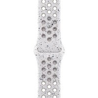 Grey Apple watch band with perforated fluoroelastomer design and aluminum clasp.