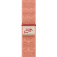 Pink Apple Nike Sport Loop Band, nylon with "RUN" logo, recycled polyester, spandex, adjustable closure.