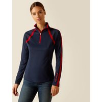 Navy baselayer with red accents, 1/4 zip, long sleeves, and ARIAT logo on the left arm.