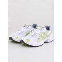 White Asics Gel-1130 trainers with green accents, mesh upper, and cushioned sole, size 7.