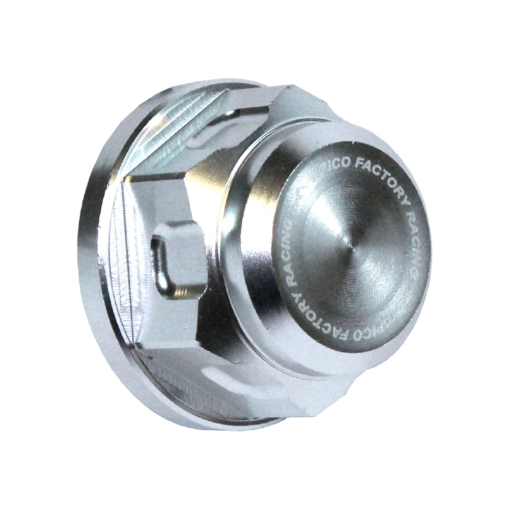 Silver Apico R1 SV rear axle nut, M20 x 1.5, featuring a polished finish, engraved branding, and designed for KTM/Husqvarna models from 1998 to 2023.