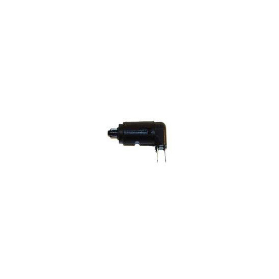 Black plastic brake stop switch with two metal prongs, designed for Honda models, labeled with part numbers #SSHF01 and #35340-422-013.