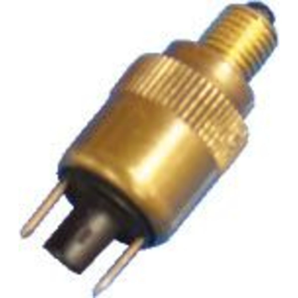 Universal scooter brake stop light switch in gold metal with a threaded body and two electrical terminals, designed for 'Domino Type' fitting.