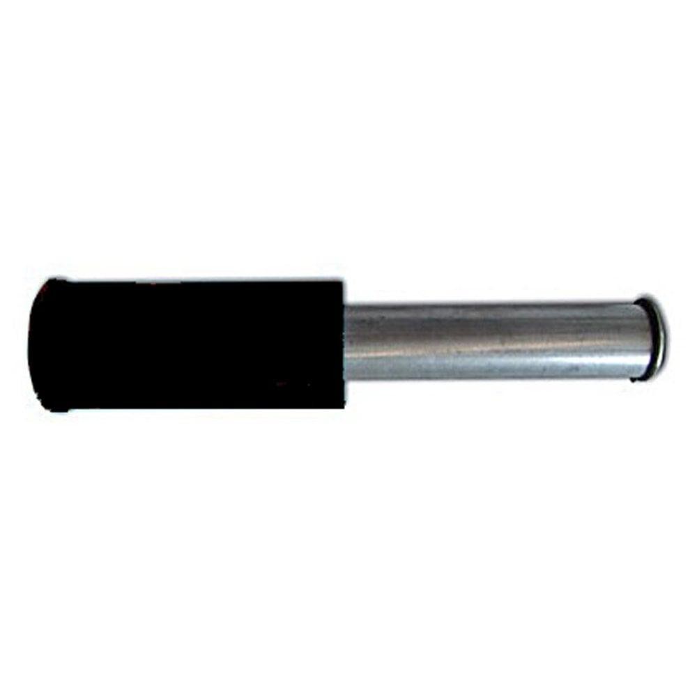 Silver metal pin with a black rubber grip, designed for single side motorcycle paddock stands, compatible with models 5920003 and 5920004 by BikeWorkshop.