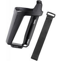 Black Birzman Uncage Bottle Cage with sleek design and included strap for secure attachment.