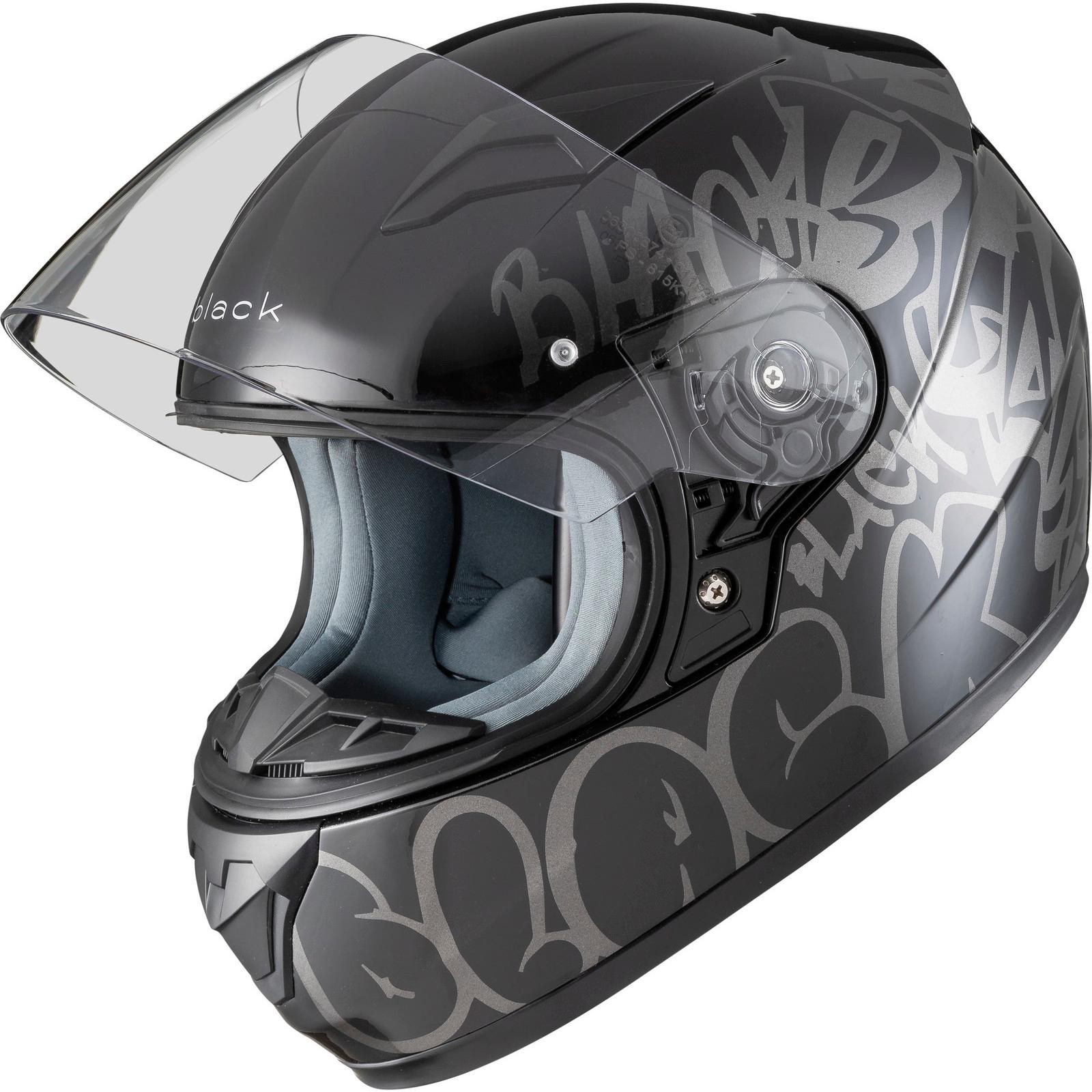 Black FastTrack Deface Kids Motorcycle Helmet S Black [GREY] - image 2