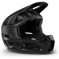 Black Bluegrass Vanguard Core Mips full face MTB helmet with aerodynamic vents and chin guard.