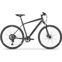 Black Boardman MTX 8.9 hybrid bike with disc brakes, flat handlebars, and front suspension fork.