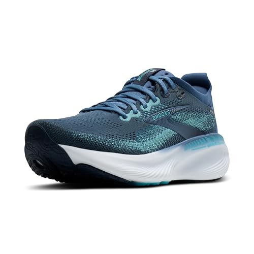 Brooks Adrenaline GTS 25 men's running shoe in navy with spellbound and moonlight accents, featuring a breathable mesh upper and cushioned sole for comfort and support.