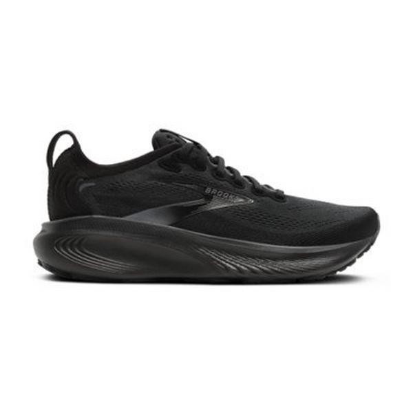 Black Brooks Adrenaline GTS 25 women's running shoes featuring a textile upper, sleek design, and a cushioned sole, size 5.5 B - Medium.