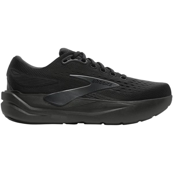 Black Brooks Ghost Max 3 women's running shoes featuring a breathable textile upper, extra-wide EE fit, and a cushioned sole for enhanced comfort and support.