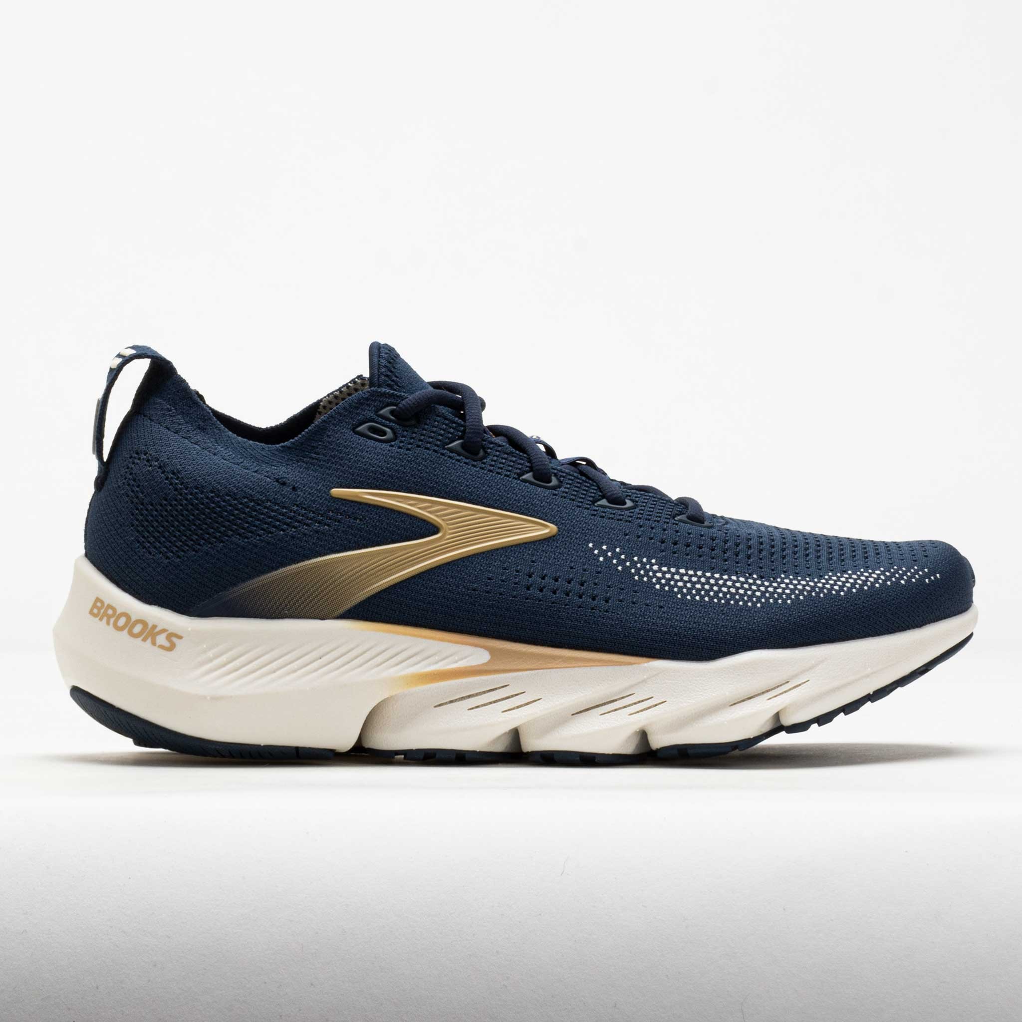 Men's Brooks Glycerin Flex cross training shoes in Spellbound blue with gold accents, featuring a breathable synthetic upper and cushioned sole, size 11 D - Medium.