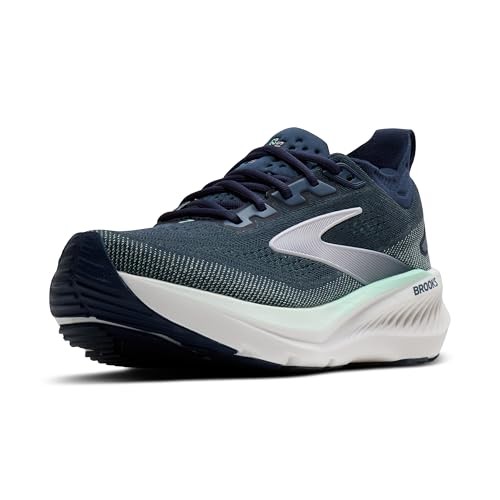 Women's Brooks Glycerin GTS 23 shoes in Spellbound, Yucca, and Pink, featuring a synthetic upper, a cushioned sole, and a sleek design for comfort and support.