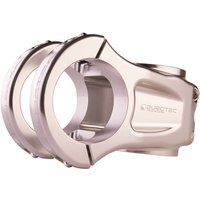 Rhodium silver Burgtec Enduro MK3 Stem, 35mm, 50mm, with sleek design and engraved logo.