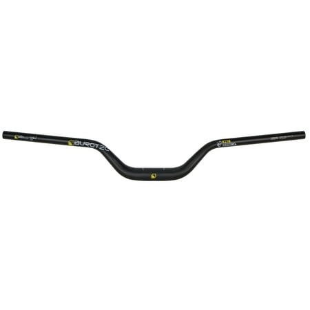 Burgtec Ride High Josh Bryceland Special Alloy Handlebar in black with yellow accents, featuring an 80mm rise and a sleek, lightweight design for enhanced performance.