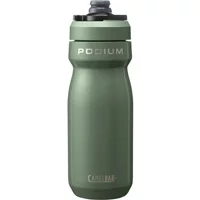 Green Camelbak Podium insulated steel water bottle 500ml with flip-top lid and ergonomic design.