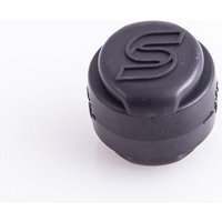 Black Cane Creek eeSilk Elastomer with embossed "S" logo on top, cylindrical shape, smooth matte finish.