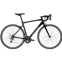 Black Cannondale CAAD Optimo 2 road bike with drop handlebars and slim tires.