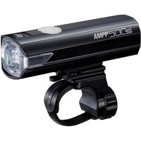 Black Cateye AMPP 500S front light with USB port, clear lens, and adjustable handlebar mount.