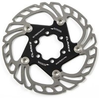 Silver and black Clarks AR18 Floating 6 Bolt Rotor with cut-out design and Clarks branding.