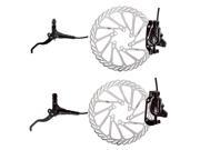 Clarks CLOUT Two Piston Hydraulic Brakes in black, featuring two brake levers, two disc rotors, and a sleek design ideal for mountain biking.