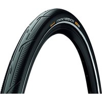 Black Continental Contact Urban Reflex bike tyre with grooved tread and reflective sidewall, 27.5-inch size.