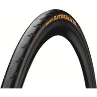 Black Continental Gatorskin tyre, 700c x 28mm, folding bead, textured tread with orange branding.