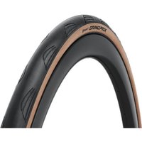 Black Continental Grand Prix road tyre with tan sidewall and subtle tread pattern.