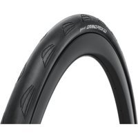 Black Continental Grand Prix tubeless road tyre with textured tread and sleek aerodynamic design.