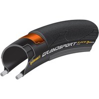 Black Continental Grand Sport Race 700c road folding tyre with orange lining and white branding on the side.