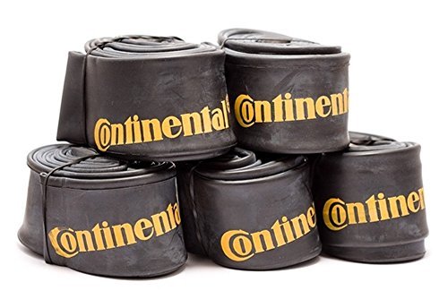 Black Continental MTB inner tubes stacked, featuring a Presta valve with a 60mm length, labeled prominently with the yellow "Continental" logo.