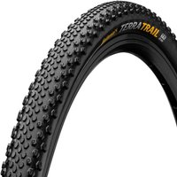 Black Continental Terra Trail Protection Tyre 700 x 40 with knobby tread pattern and yellow branding.