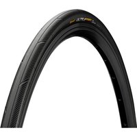 Continental Ultra Sport III tyre, 700x28, black, folding, sleek tread pattern, subtle branding on sidewall.