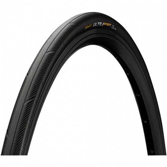 Continental Ultra Sport III tyre in black, size 700 x 28, featuring a smooth tread design and durable wire construction for enhanced performance on road surfaces.