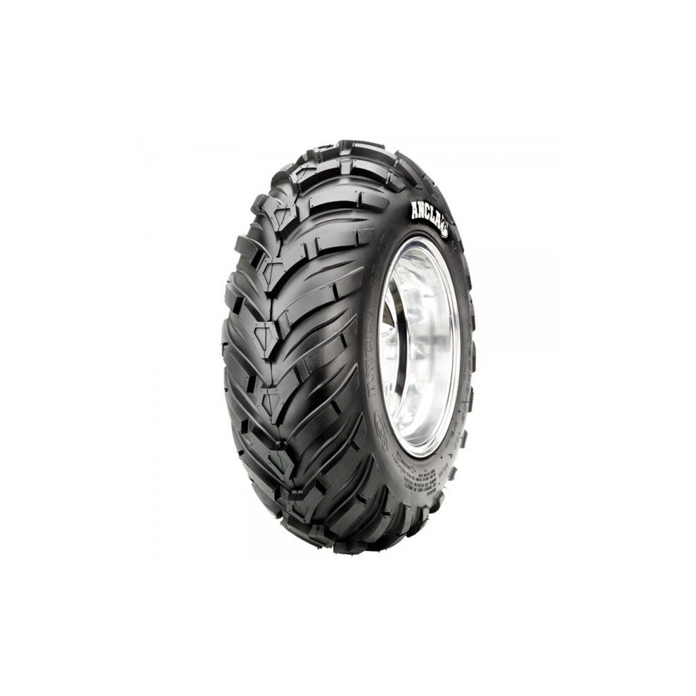 CST Ancla C9312 quad tyre in black rubber, featuring a rugged tread pattern, marked with "ANCLA" on the sidewall, size 26x9-12, designed for durability and traction.