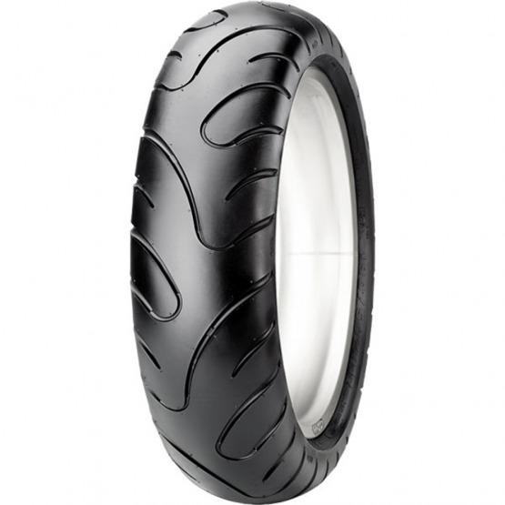 Black CST C6577 46P tyre, size 90/90-14, featuring a smooth tread pattern with curved grooves for enhanced grip and performance.