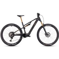 Black Cube AMS Hybrid ONE44 C:68X SLT 400X mountain bike with gold accents, full suspension, and thick tires.