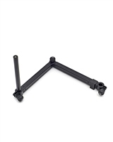 Black, durable plastic swivel feeder arm with a 36mm diameter, featuring adjustable joints for versatile positioning and a sleek, streamlined design.